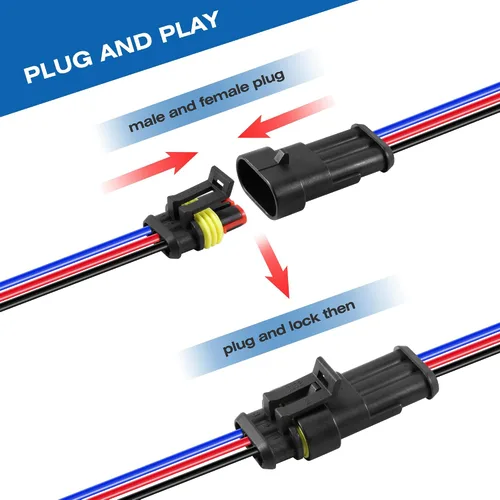 Miniatura 4 de RDBS Kit de 5 conectores de cable eléctrico de 3 pines, enchufe macho y hembra impermeables de 3 vías para automóvil, camión, motocicleta, barco
