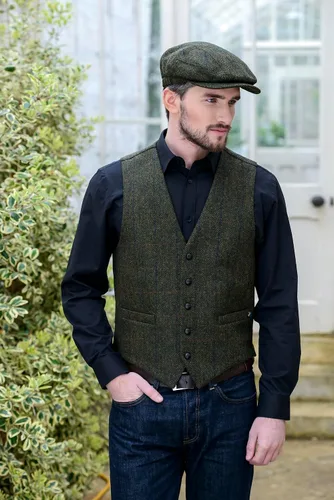 Miniatura 4 de Mucros Weavers Gorra plana irlandesa para hombre, fabricada en Irlanda, 100% tweed irlandés, verde
