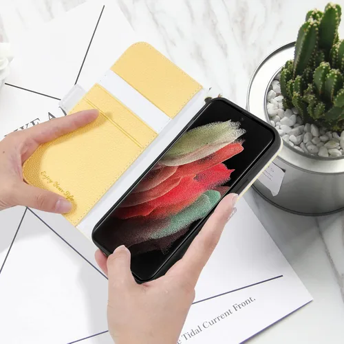 Miniatura 7 de Funda tipo cartera compatible con Samsung Galaxy S22 Ultra 5G, piel sintética, a prueba de golpes, TPU con soporte para tarjetas, cierre magnético