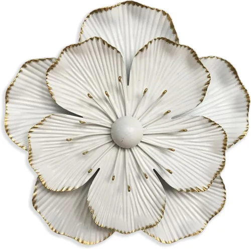 Miniatura 13 de Decoración de pared de flores de metal de 10 pulgadas, escultura floral rústica moderna, colgante de pared de hierro envejecido, decoración