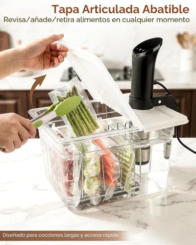 Miniatura 5 de EVERIE Sous Vide - Contenedor compatible con ANOVA Nano, Contenedor con tapa y estante