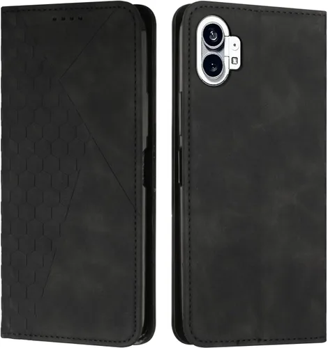 Compatible con Nothing Phone (1) Funda tipo cartera con cierre magnético 5G, compatible con Nothing Phone One 5G Flip Kickstand Case Negro