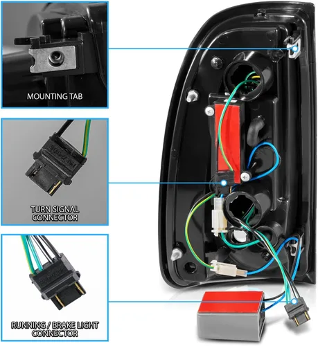 Miniatura 6 de AmeriLite Para Toyota Tundra Standard 2000-2006 Par de luces traseras de freno de repuesto cromadas de tubo LED tipo C de cabina de acceso, lado