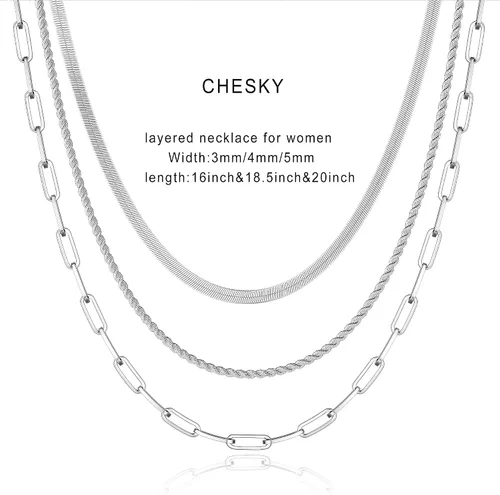 Miniatura 5 de CHESKY Collar de cadena de serpiente chapada en oro de 14 quilates, collar de espiga de oro, gargantilla de oro para mujeres y niñas, regalos