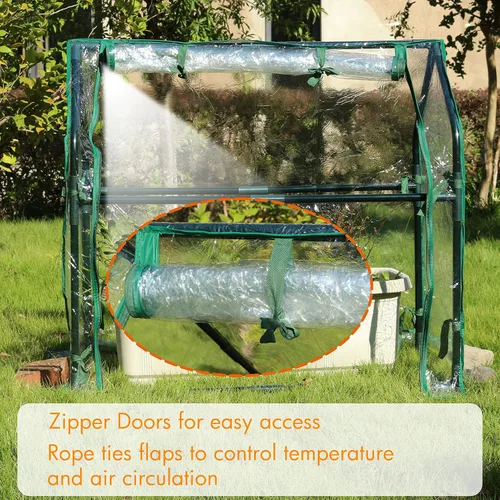 Miniatura 4 de Gardzen Mini invernadero de alta resistencia, portátil, con cremallera, tienda transparente para interiores o exteriores, para plantas, 36.2