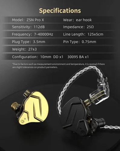 Miniatura 17 de KZ ZSN Pro X - Auriculares intraurales de monitor 1BA 1DD, auriculares con cable HiFi, para deportes, videojuegos, compatibles con teléfono, PC