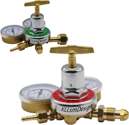 Miniatura 2 de Medidores de gas de soldadura duales, oxígeno (CGA-540) y acetileno (CGA-510) Combo de reguladores (2 PCS), regulador de soldador de gas de calibre