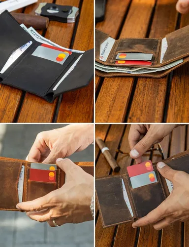 Miniatura 18 de Carteras de cuero genuino hechas a mano, tarjeteros minimalistas y fundas para pasaporte, regalo hecho a mano