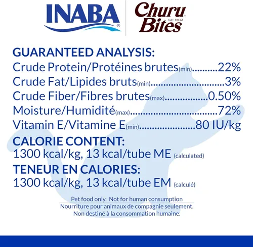 Miniatura 4 de INABA Churu Bites para gatos, golosinas para gatos horneadas y suaves rellenas de pollo con vitamina E, 0.35 onzas cada tubo, 24 tubos en total