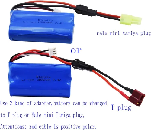 Miniatura 6 de Blomiky Paquete de 2 baterías H101 7.4V 2S 15C 1500mAh con enchufe SM-2P adecuado para H105 H103 H101 control remoto barco RC / batería H101