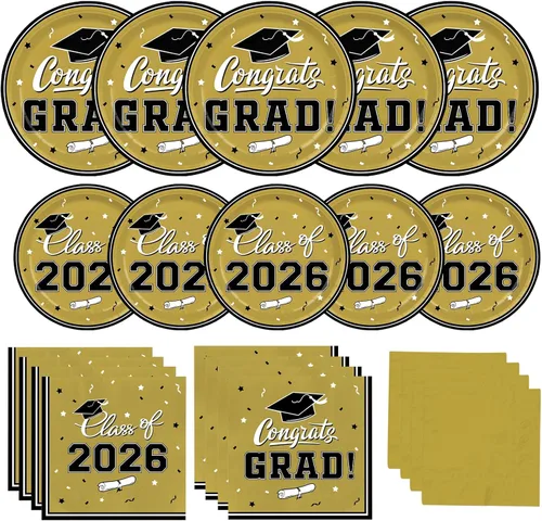 Miniatura 14 de Platos y servilletas de fiesta de graduación Gatherfun 2022 suministros para fiesta de graduación, platos de papel desechables granate, servilletas