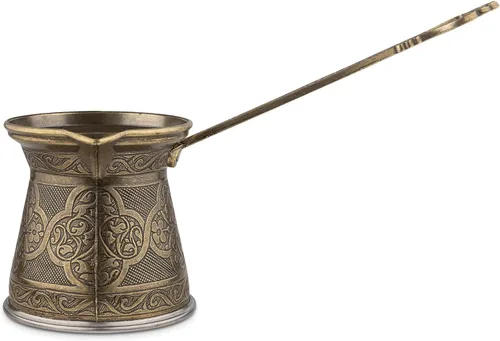 Miniatura 4 de Alisveristime Auténtica cafetera turca, hecha a mano Cezve/Ibrik, 3.14 pulgadas de ancho, 3.14 pulgadas de alto, 13.52 onzas ¡Mejora tu experiencia