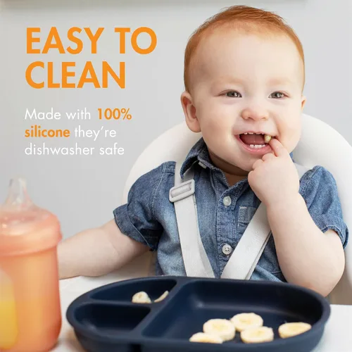 Miniatura 5 de Boon Chow - Juego de platos de silicona – 3 platos divididos irrompibles para niños pequeños – Platos para bebé de 6 meses en adelante – Suministros