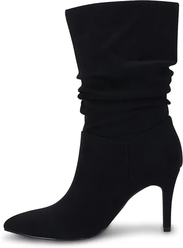 Miniatura 2 de Coutgo Botas holgadas de media pantorrilla para mujer, de gamuza y tacón alto, sin cordones, sexis, puntiagudas