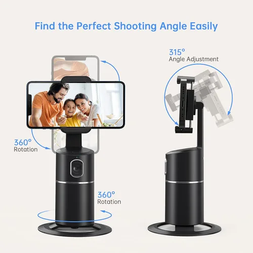 Miniatura 5 de camrola Soporte de teléfono de seguimiento facial automático, no requiere aplicación, rotación de 360°, trípode de seguimiento de teléfono facial