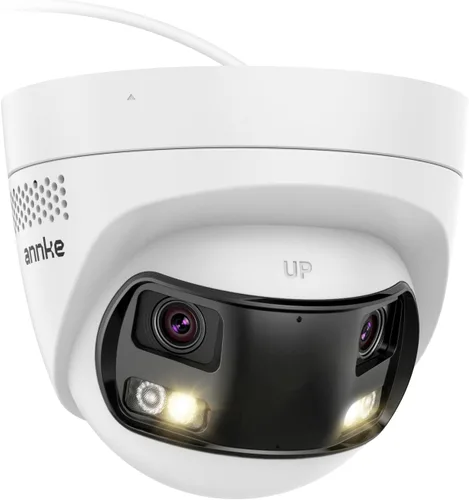 ANNKE Cámara de seguridad FCD800 PoE para exteriores con doble lente 180° archivada de visión, cámara de vigilancia IP de 8MP compatible con visión