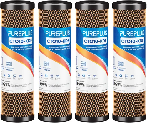 Miniatura 10 de Cartucho de filtro de agua de carbono CTO de 1 micrón, 2.5 x 10 pulgadas, repuesto para sistema de filtro de agua debajo del fregadero, Dupont