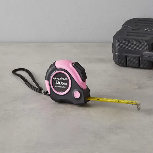 Miniatura 9 de Amazon Basics Cinta métrica retráctil con botón de presión, fácil de usar, 16 pies, rosa