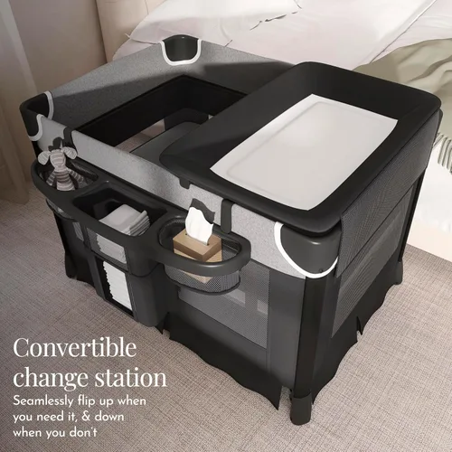Miniatura 7 de Evolur Cozy Cove - Corralito portátil todo en uno con moisés y cambiador, corralito de viaje plegable rápido con lados de malla transpirable