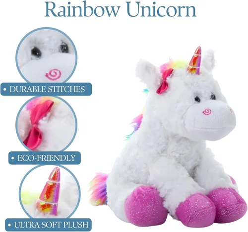 Miniatura 9 de Peluche de unicornio multicolor, de The Petting Zoo (10 pulgadas)