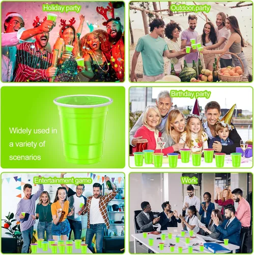 Miniatura 6 de 120 vasos de chupito de plástico verde fluorescente de 2 onzas, vasos de chupito verdes del día de San Patricio, desechables para beber
