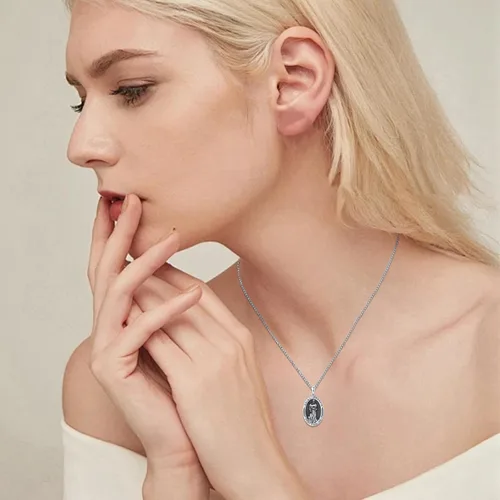 Miniatura 598 de Collar con colgante de plata de ley 925 con medalla de San Patrón, joyería religiosa para hombres y mujeres, con cadena de acero inoxidable 316L
