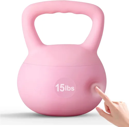 Miniatura 15 de soges Pesa rusa de PVC de una pieza con asas anchas, pesas rusas de entrenamiento de fuerza de 5 libras a 35 libras opcionales para mujeres