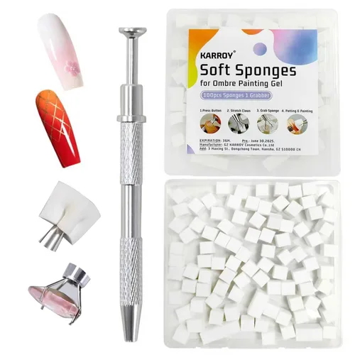 Esponjas Suaves para Pintar Gel de Uñas con Agarre, Herramientas Profesionales de Agarre para Pintura Degradada Ombre Gel de Uñas Esponjas y Pincel