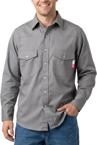 Miniatura 7 de KONRECO FR Camisas de botones para hombre con resistencia al fuego HRC2 Camisas de soldadura para hombre