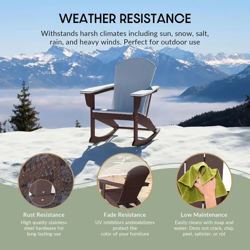 Miniatura 72 de WestinTrends Silla mecedora Malibu de poliéster para exterior/patio Adirondack, Negra