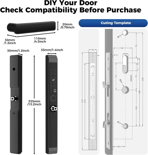 Miniatura 6 de Cerradura inteligente para puerta corredera, cerradura de puerta de vidrio deslizante con huella digital, cerradura de mortaja inteligente JNZCH