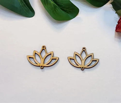 Miniatura 2 de 30 aretes de madera recortados en forma de loto, manualidades de corte láser sin terminar, accesorios de joyería de madera (2 pulgadas)