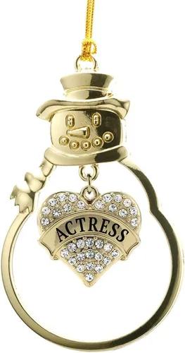 Miniatura 239 de Inspired Silver - Twin #1 - Adorno de Navidad dorado - Adorno de árbol de Navidad con dije de corazón con circonita cúbica - Decoración colgante