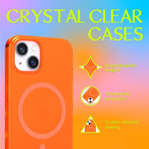 Miniatura 2 de FELONY CASE - Funda protectora transparente azul neón para iPhone 13 / iPhone 14, cubierta brillante absorbente de golpes de TPU y policarbonato
