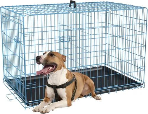 Miniatura 34 de FDW Jaula para perros con doble puerta, jaula plegable de alambre de metal de 36 pulgadas con bandeja extraíble y panel divisor, jaula para mascotas