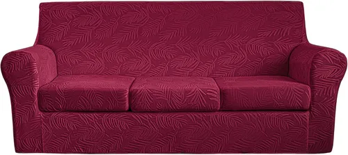 Miniatura 24 de 2 Piezas de Funda de Sillón de Terciopelo en Relieve con Funda de Cojín Separada, Funda de Sofá de Tacto Suave y Elegante, Funda de Sofá