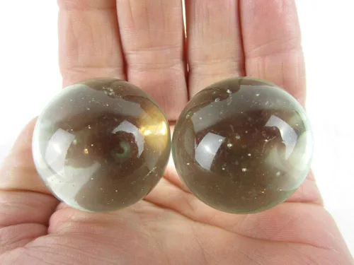 Juego de 2 canicas de cristal sólido con burbujas de jabón de 1.378 in transparente ICE