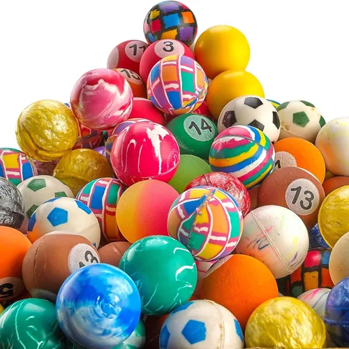 Bedwina Paquete de 250 bolas rebotantes a granel (1 pulgada/1.063 in), surtido surtido de bolas de goma coloridas y pequeñas, recuerdos de fiesta