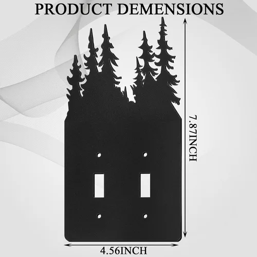Miniatura 2 de Lothee 6 piezas de placas metálicas para interruptor de luz con diseño de oso, alce, árbol, montaña, alce, bosque, placa de tomacorriente