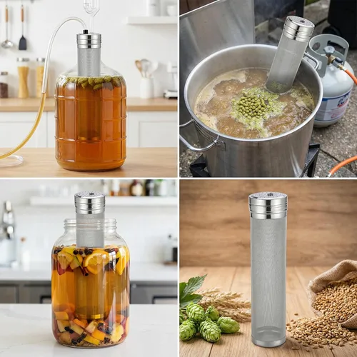 Miniatura 3 de Herramienta de filtro de acero inoxidable para vino de cerveza y tubo de malla para sistemas de hervidor de agua y fácil limpieza