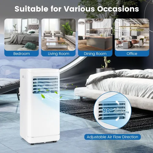 Miniatura 9 de KOTEK Aire acondicionado portátil para habitación de hasta 250 pies cuadrados, unidad de CA 3 en 1 de 8000 BTU para dormitorio con Blanco-8000BTU