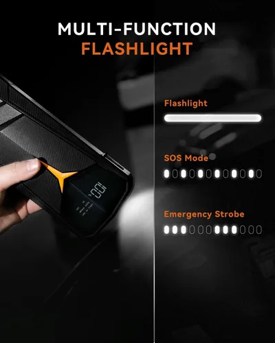 Miniatura 6 de SUNPOW Batería de arranque de litio de 2000 A pico de 20000 mAh (hasta todo el gas y 8.5 L de diésel), batería de 12 V para automóviles, camiones