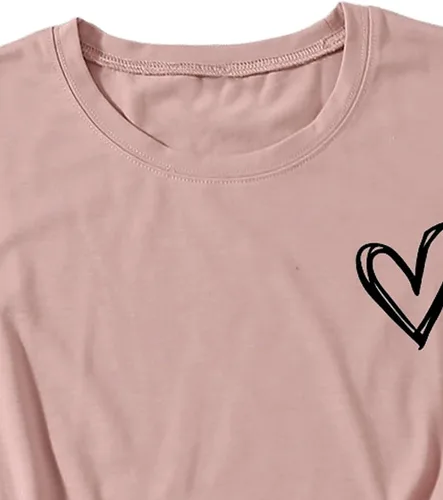 Miniatura 3 de SweatyRocks Camisetas con estampado de corazón para mujer, camisetas divertidas de manga corta para adolescentes y niñas