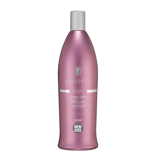 RUSK Sensories - Champú iluminador Bright de manzanilla y lavanda, 35 onzas líquidas, acondicionador que mejora el color y el tono del cabello sin