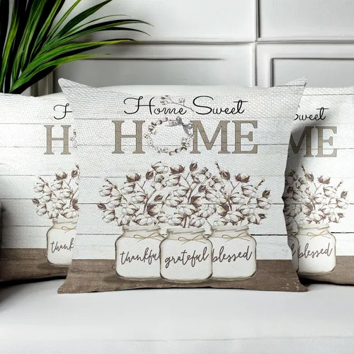 Miniatura 3 de Fundas de almohada suaves con diseño de flores rústicas para sofá, dormitorio, sala de estar, 18 x 18 pulgadas, 2