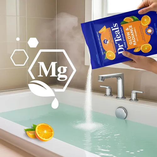 Miniatura 5 de Dr Teal's Sal de Epsom - Remojo, brillo y resplandor con vitamina C y aceites esenciales cítricos, 3 libras (paquete de 4)