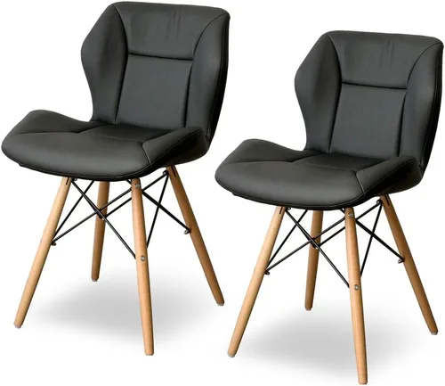 Juego de 2 sillas de comedor Iris Plaza, elegante negro DDC2S-75, ancho 18.7 x 20.7 pulgadas de profundidad x 29.7 pulgadas de alto, altura del
