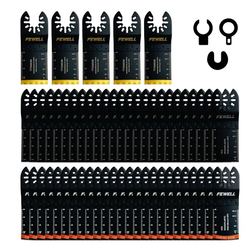 Miniatura 7 de FEWELL 20 hojas de sierra oscilantes de titanio, cuchillas multiherramienta universales para materiales duros, metal, madera, plástico, clavos, se