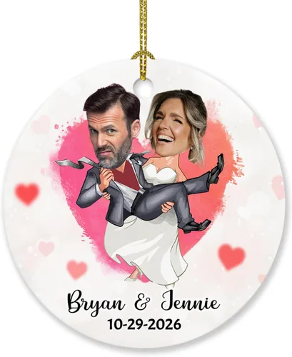 Miniatura 16 de Foto personalizada, adorno de matrimonio de nuestra primera Navidad 2023, regalo para novio, novia, señor y señora, foto y calendario, adorno