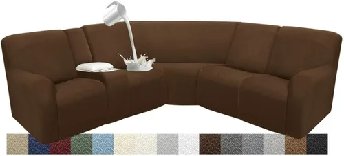Miniatura 30 de Fundas impermeables de sofá reclinable modular para sofás reclinables, lavable en forma de L, para perros, fundas elásticas para sofá reclinable